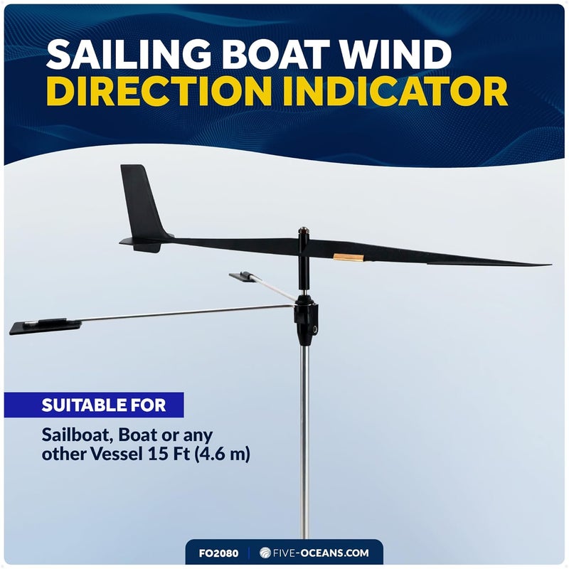 Five Oceans 14-1/2-Inch Sailing Boat Wind Direction Indicator, Wind Vane with Sensitive Ball Bearing - FO2080 - Image 2